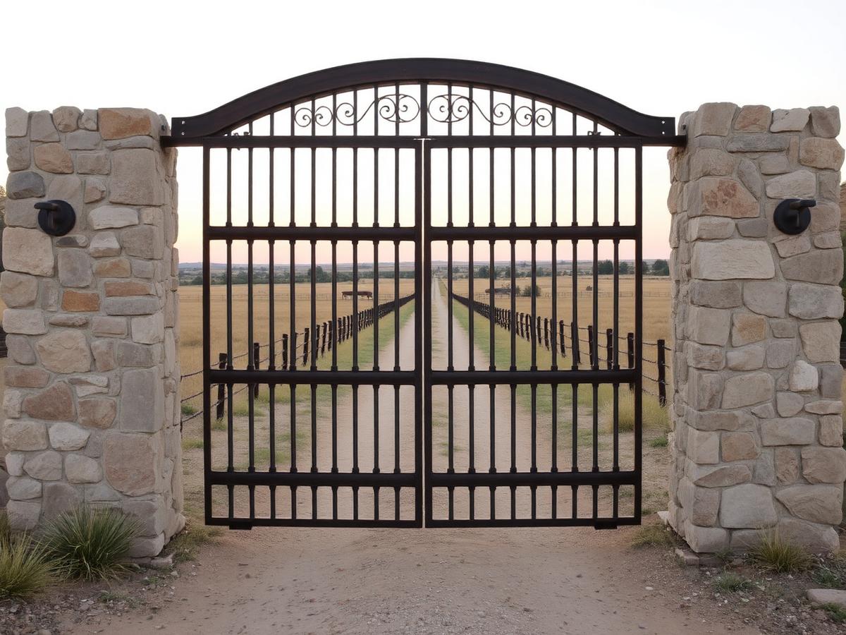 Metal driveway gate at a home in Anna, Collin County TX